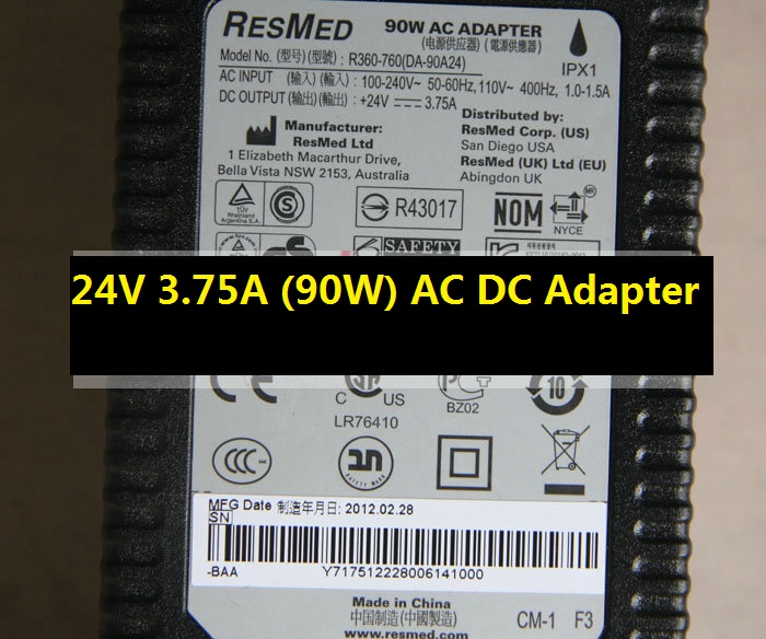 *Brand NEW* 24V1.25A 30W RESMED R360-761(WA-30A24UGKN) AC DC ADAPTER POWER SUPPLY